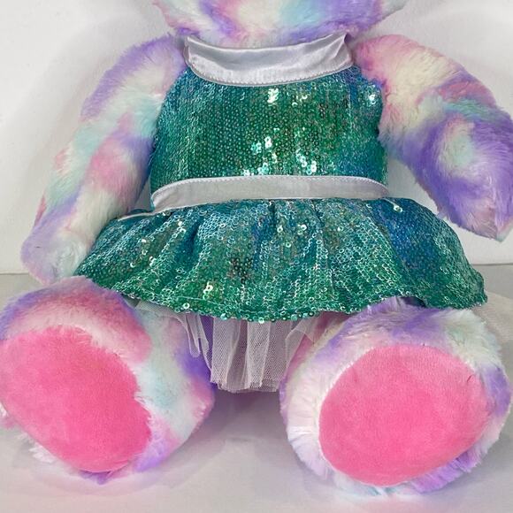 Build A Bear Pastel Swirl Kitty Blue Sequin Dress Music Trolls Wanna Have Fun - Picture 3 of 10